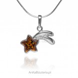 Silver pendant with amber A STAR FROM HEAVEN