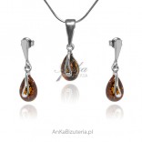 A set of silver jewelry with amber - delicate, feminine