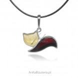 Silver KOT pendant with amber