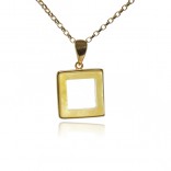 Gold-plated silver pendant with SQUARE yellow amber