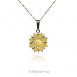 Gold-plated silver pendant with yellow amber SUN