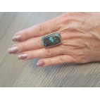 Srebrny pierścionek  duzy oksydowany z Shattuckiete UNIKAT  rozmiar 13