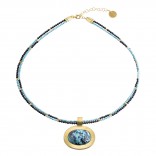 Gold-plated silver necklace with azurmalachite, howlite and sapphire