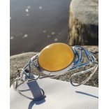 Silver openwork bracelet with yellow amber