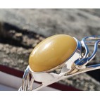 Bransoletka srebrna ażurowa  z żółtym bursztynem