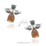 Silver earrings with amber ANGELS
