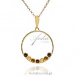 Gold-plated silver pendant with colored amber