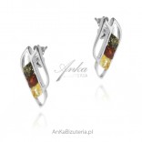 Colorful amber stud earrings