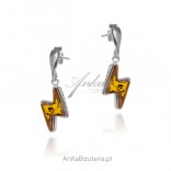 Silver earrings with amber BOLT