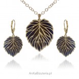 Gold-plated silver jewelry with multi-colored titanium LEAF