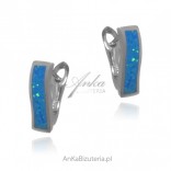 Silver earrings with blue opal - simple, classic earrings