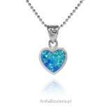 Silver pendant with blue opal HEART
