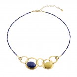 Beautiful gold-plated silver necklace with amber, lapis lazuli and spinels