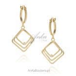 Gold-plated silver earrings 3D SQUARES