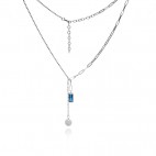 Srebrny naszyjnik KRAWATKA z niebieską cyrkonią - Kobieca delikatna biżuteria