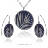 A set of silver jewelry with titanium LEAVES OF TATARAK