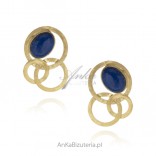 Beautiful large gold-plated silver earrings with LAPIS LAZULI