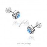 Silver earrings with blue opal - ADA