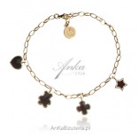 Gold-plated silver bracelet with amber tags