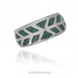 Silver ring with blue turquoise