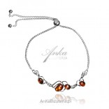 Silver bracelet with amber with a welt