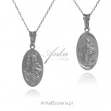 Silver medal Scapular and Jesus - rhodium-plated silver medal