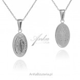 Silver medal Our Lady of Miracles - rhodium-plated MEDIUM - medlik MADE in Italy