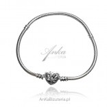 Silver modular snake bracelet for Charms pendants - HEART with tree of happiness
