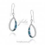 Silver earrings with blue turquoise - dangling