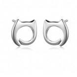 Silver earrings CATS studs - rhodium plated