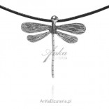 Silver pendant DRAGONFLY oxidized