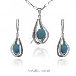Silver set with blue turquoise