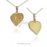Gold-plated silver pendant with white amber HEART