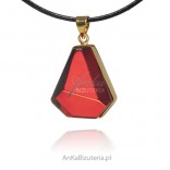 UNIQUE Beautiful pendant with red amber - silver pr. 925 gold plated with 18k gold
