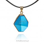 Gold-plated silver pendant with blue amber