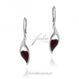Silver earrings with cherry amber HEARTs