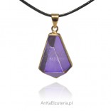 Gold-plated silver pendant with purple amber UNIQUE