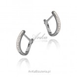 Silver earrings with white zircons