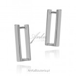 Silver earrings small rectangles