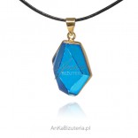 Fantastic gold-plated silver pendant with blue amber UNIQUE