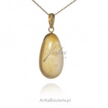 Gold-plated silver pendant with white amber