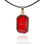 lovely! Gold-plated silver pendant with red amber UNIQUE