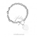 Silver bracelet Big heart with tibon - Italian jewelry - Free engraving!