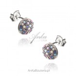 Silver earrings with colored zircon and turquoise