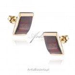 Gold-plated silver earrings with cherry amber