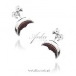 Silver earrings with cherry amber MOON