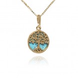 Silver plated pendant with blue turquoise TREE OF HAPPINESS - size M
