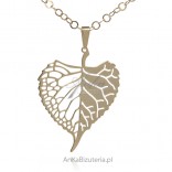 Gold-plated silver pendant LEAF - HEART