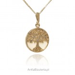 Beautiful gilded TREE OF HAPPINESS with white amber LITTLE - silver pr. 925