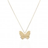 Silver gold-plated satin BUTTERFLY necklace